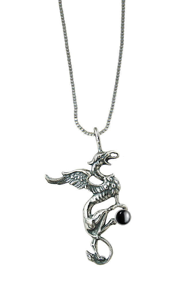 Sterling Silver King Arthur's Griffin Pendant With Hematite